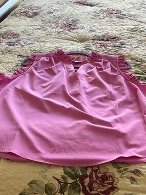 Chico's Vibrant Fuchsia Ruffle-Neck Sleeveless Top